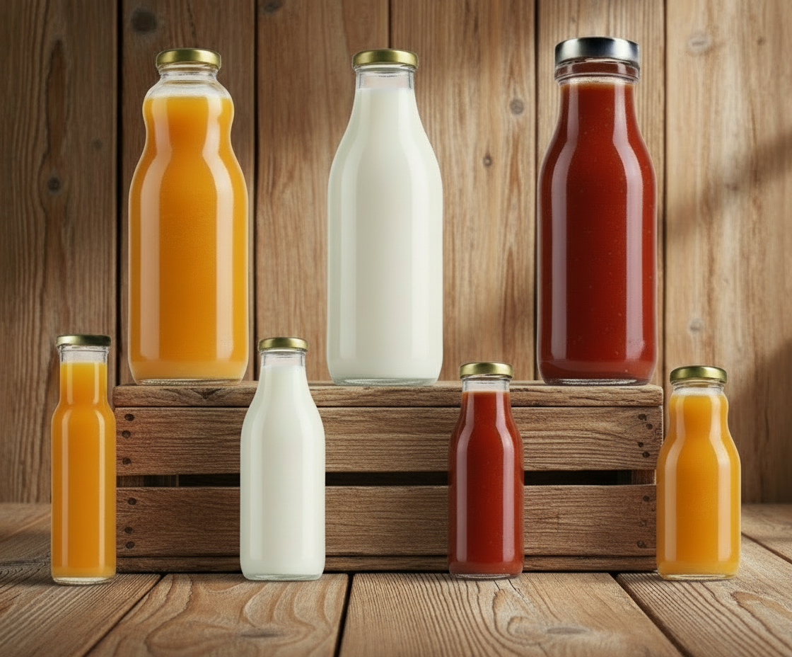 Bouteilles de jus ou de lait