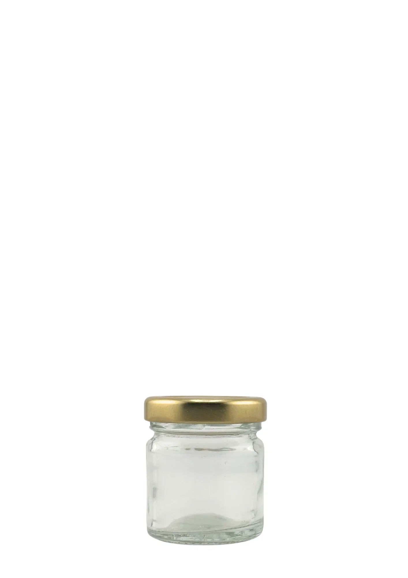Bocal en verre cylindrique 41 ml avec couvercle doré, pot vide pour conservation.