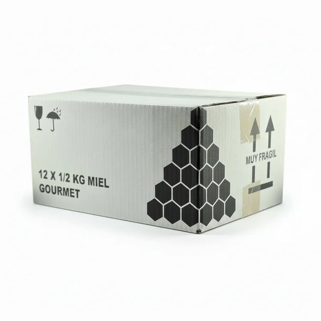 Boîte en carton pour bocal en verre Apiari 1/2 kg miel