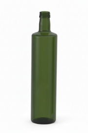 Bouteille en verre verte 750 ml, forme dorica, récipient pour huile ou vinaigre