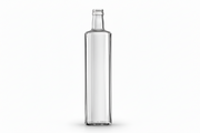 Bouteille en verre transparente dorica blanc 750 ml vide, de forme élancée, sur fond blanc.