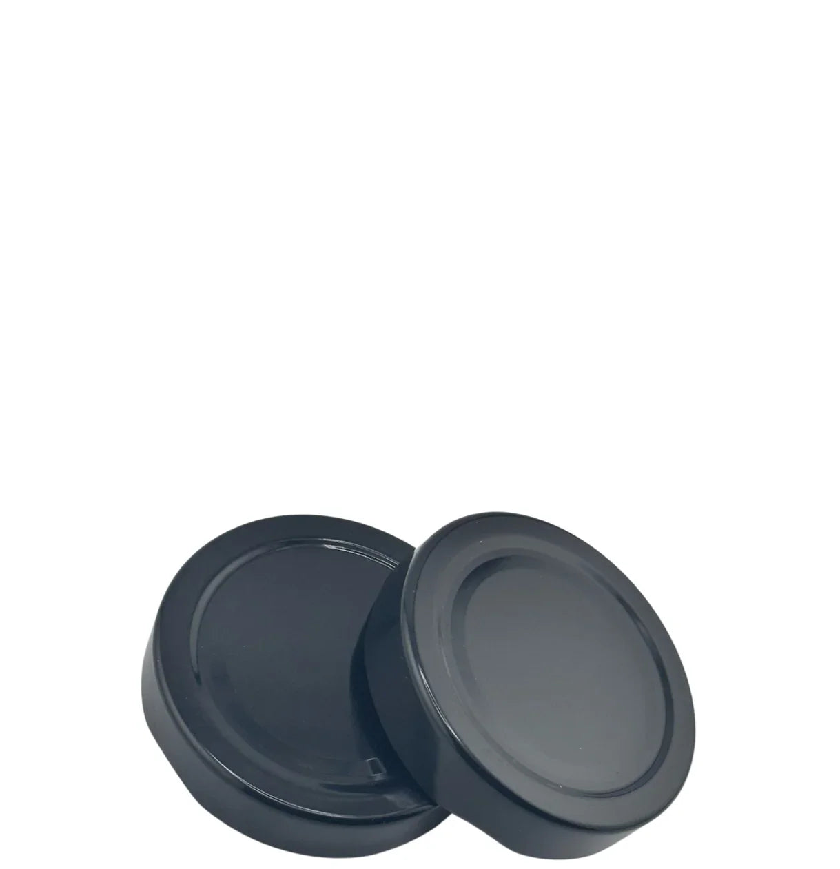 Couvercles twist-off 58 mm noirs pour bocaux en verre, fond blanc