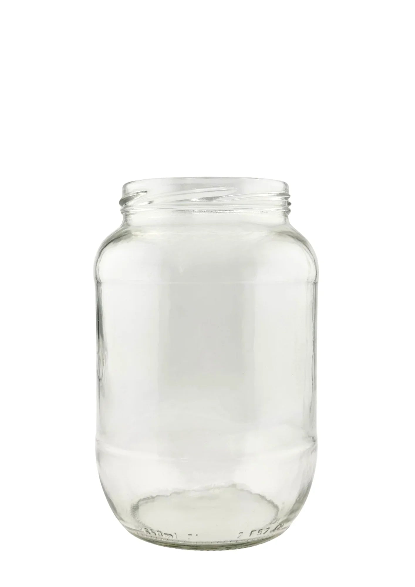 Clear glass jar with wide mouth and twist-off lid, ideal for food storage or canning